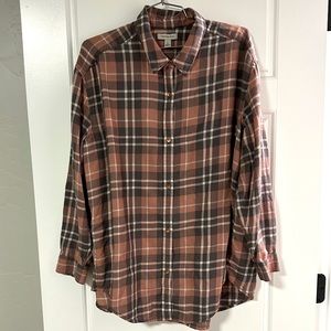 Calvin Klein pink and grey lightweight plaid soft button down shirt
